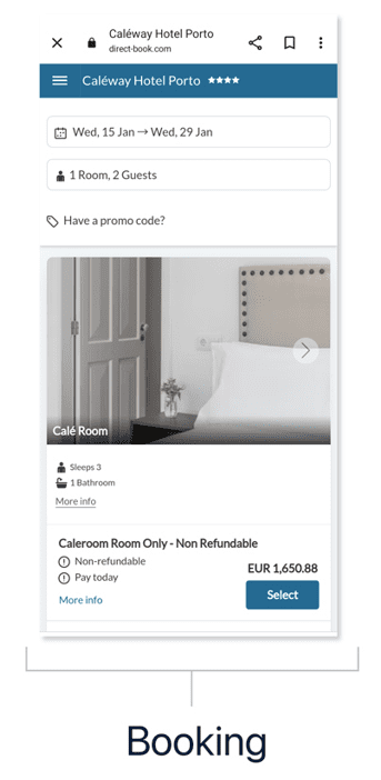 Example of hotel booking page