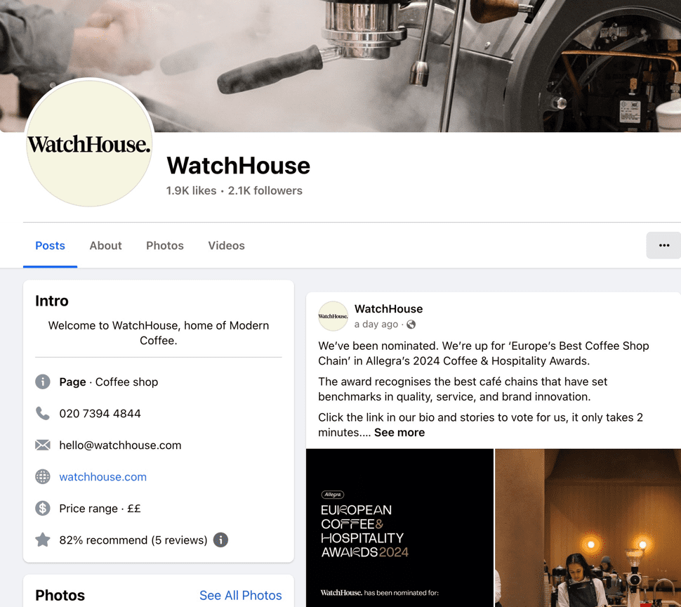 WatchHouse Facebook page