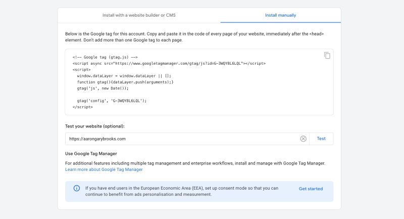 Google analytics tag manual