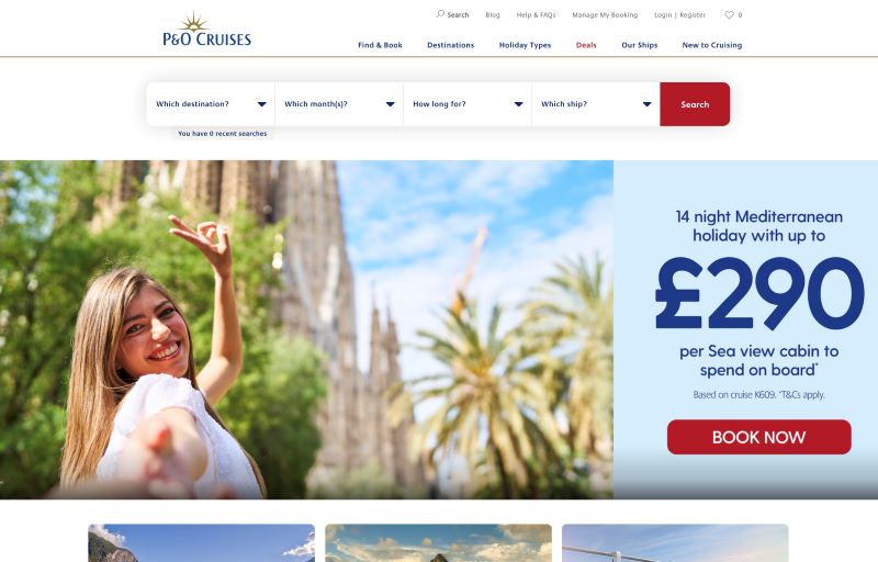 P&O Cruises homepage